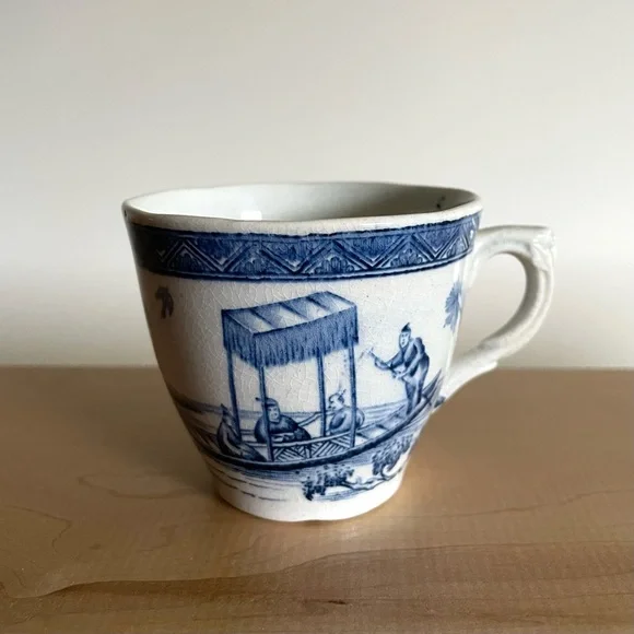 Antique Vtg blue & white tea cup English transferware?
